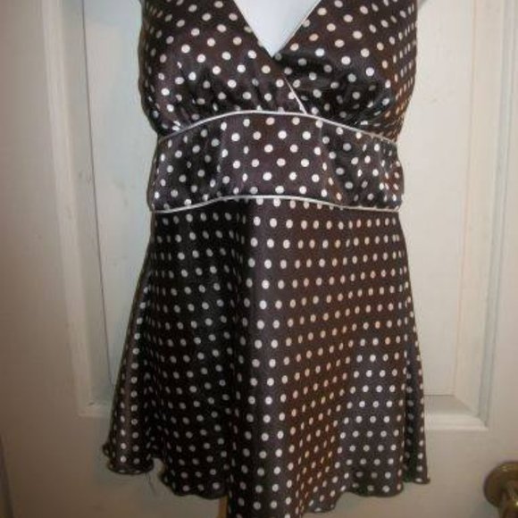 My Michelle Brown and White Polka Dot Halter Top Medium --- - Picture 2 of 2
